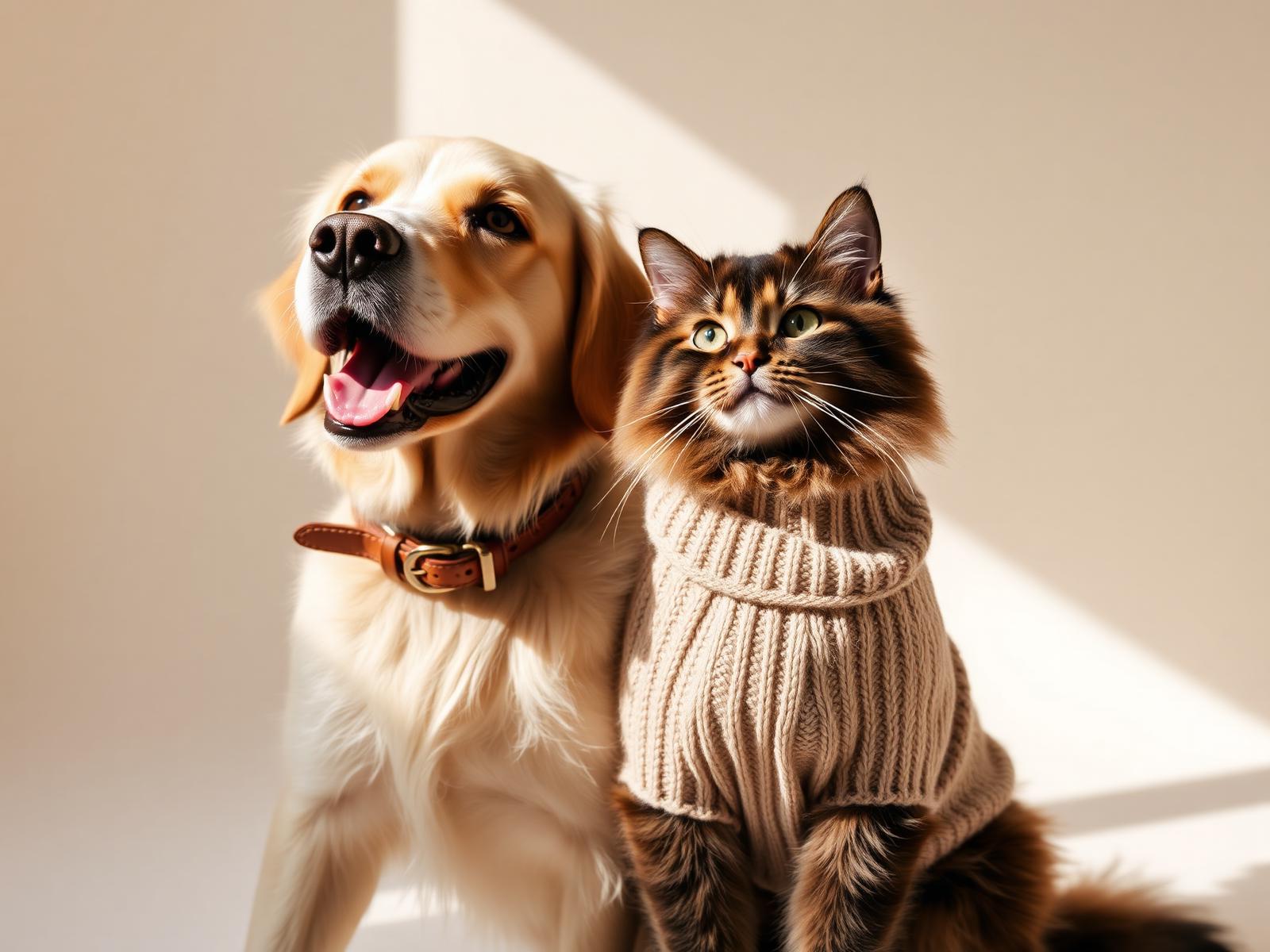 Cachorro e gato vestindo acessórios Tulum Pet